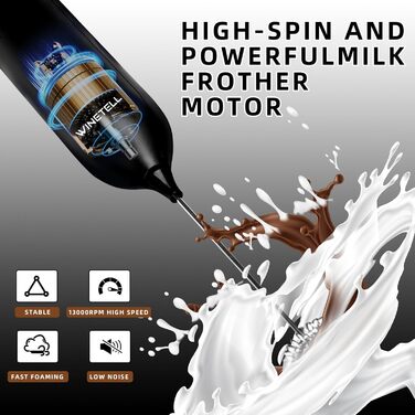Електричний піноутворювач для молока WINETELL, USB-C, для лате, какао, матча, перезаряджається