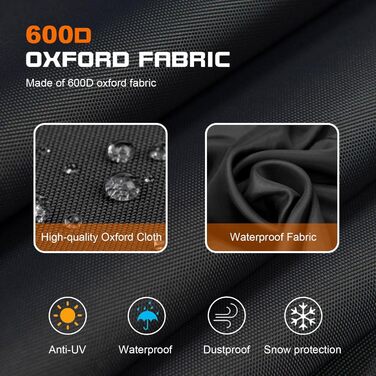 Чохол для гриля і столу 600D Oxford, водонепроникний, UV-захист, 145x65x100 см, чорний