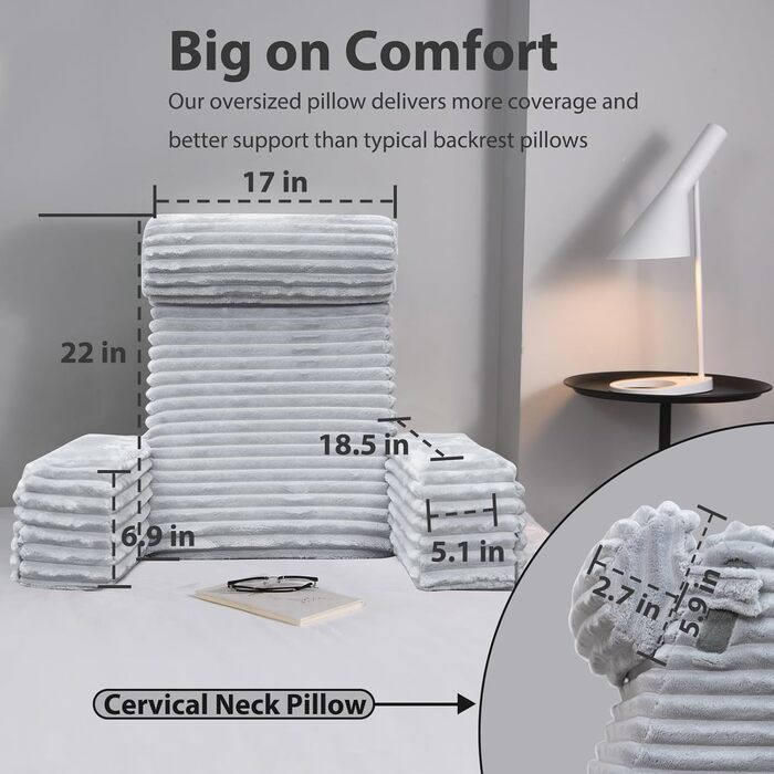 Подушка для спини ENITYA для читання та відпочинку в ліжку, сірого кольору