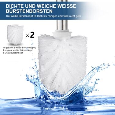 Набір для туалету FIISAYL: щітка для унітазу з підставкою, нержавіюча сталь, матове срібло