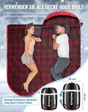KingCamp XXL 3-Season Sleeping Bag - Oversized Adult Sleeping Bag for Camping, Backpacking, Hiking, Indoor & Outdoor Use - Thick & Warm