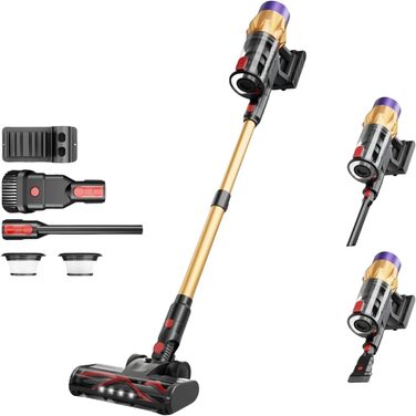 Bergxperten Orizom: Акумуляторний пилосос з автоматичним визначенням пилу | 60 хв роботи | Без мішка | Для килимів, твердих підлог та шерсті тварин | 550 Вт