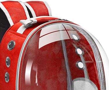 MagiDeal Преміум рюкзак-переноска для кота, велика прозора сумка-переноска для домашніх тварин, портативна вентильована переноска для кота/маленької собаки, водонепроникна для використання на вулиці (червона)