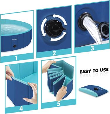 Foldable Dog Pool for Dogs, Dog Cushion Pool, Portable, for Dog Bathing, Plastic, Large, Hard, Children's Pool (100 x 30 cm) (Small(80 x 20cm), Blue)