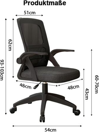 Ергономічне офісне крісло з дихаючою спинкою з сітки, регульованими підлокітниками та підтримкою попереку для комп'ютера - Home Office (Medium, Чорний)