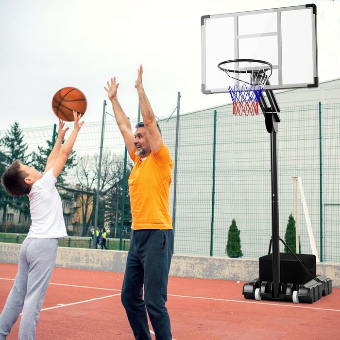 COSTWAY Adjustable Height Basketball Hoop System - Outdoor Mobile Basketball Stand with Wheels & Weight Bag (149-305cm)