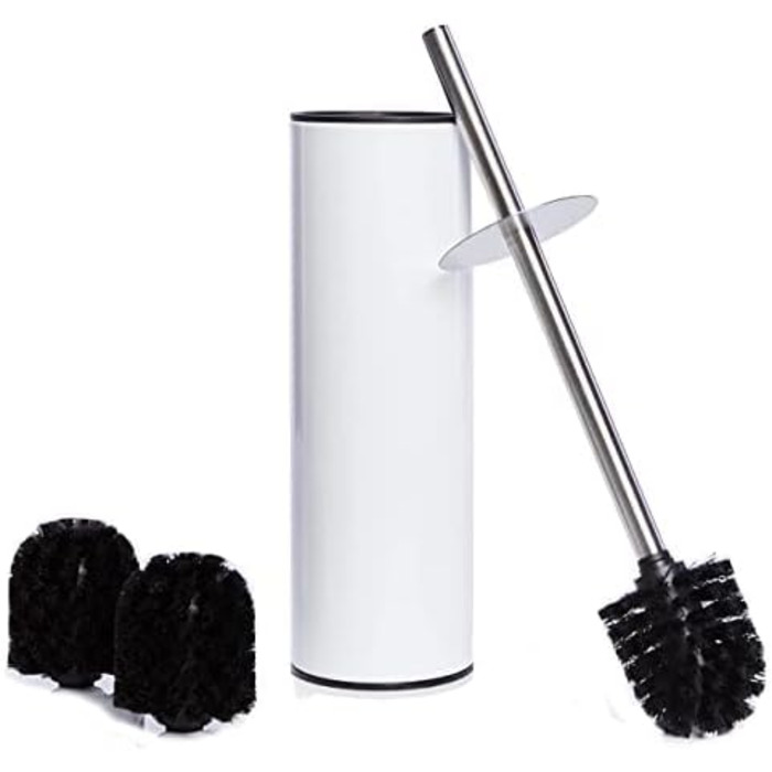 Щітка для унітазу Bamodi з тримачем – силіконова, з довгою ручкою та жорсткою щетиною для ретельного прибирання, ідеальна для ванної кімнати та гостьового туалету (білий)