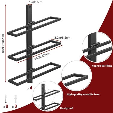 Wine Rack Bottle Rack for 6 Bottles, Metal Wine Rack Hanging Wall Mount Wine Bottle Shelves, Wall Shelf Wine Storage Shelf for Kitchen Dining Room Bar (12 Degree Tilt)