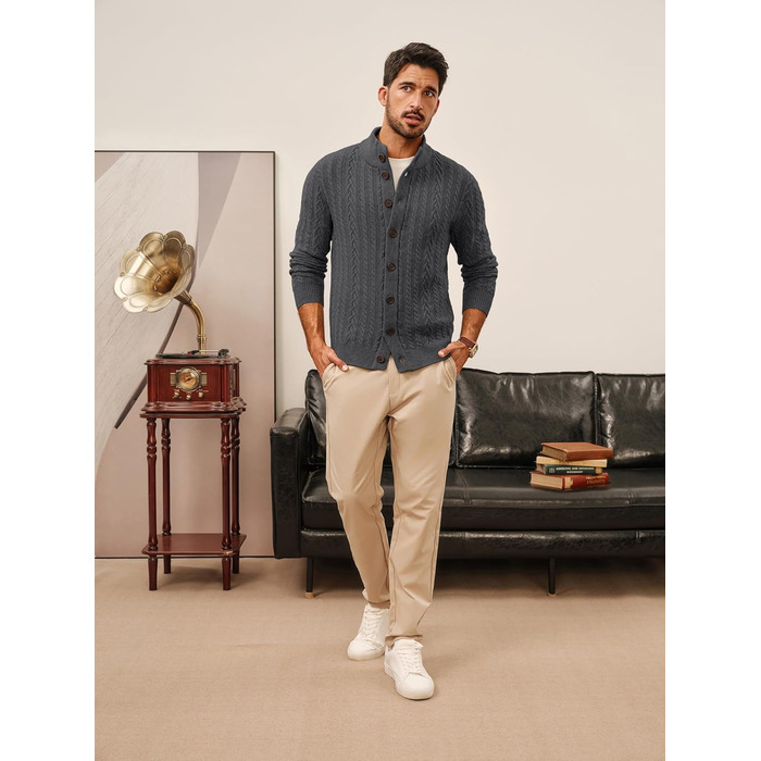 Кардиган чоловічий PJ PAUL JONES з косими візерунками, на ґудзиках, великий в'язання, XXL, темно-сірий