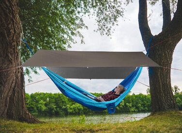 Водонепроникна тентова тканина Unigear 3x3/3x4/3x5/4x4 м для кемпінгу, гамака, захисту від сонця та дощу з кільцями, шнурами та кілочками