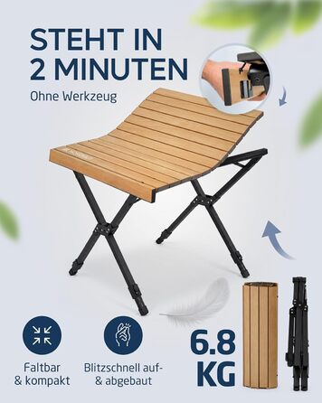 Складний кемпінговий стіл NORDMUT® алюмінієвий, регульована висота, 70x70 см, коричневий