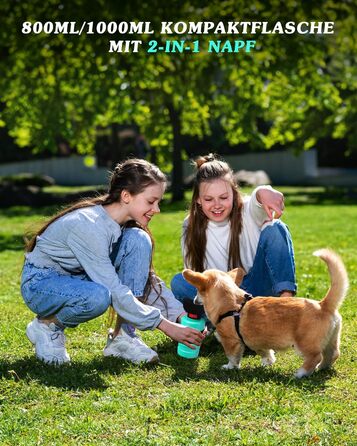 Складана пляшка для води для собак Lesotc 800 мл, блакитний колір, для прогулянок, подорожей та кемпінгу