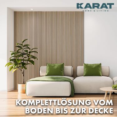 Акустичні настінні панелі KARAT з натурального шпона Білий дуб — декоративна рейкова стіна з дерева та фетру для шумоізоляції та звукопоглинання (275 x 27 см)