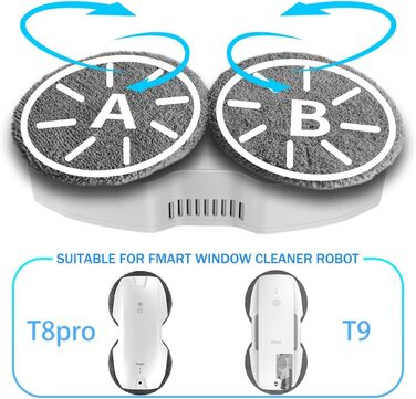 Fmart T10 Window Cleaning Robot - Automatic Two-Way Spray System with Triple Safety System, Intelligent Navigation, Remote Control, for all smooth surfaces, with 10 cloths