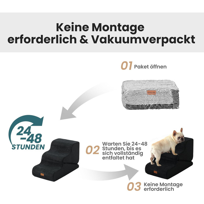 Сходинка для собак Gardner Pet - 3 сходинки, 35/42 см, з водонепроникним покриттям, для ліжка, дивану, крісла