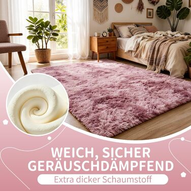 Килим круглий 100 см, миючий, антиковзний, високий ворс, для дитячої кімнати, м'який плюшевий килим (Батік Рожево-ліловий, 160x230 см, прямокутний)
