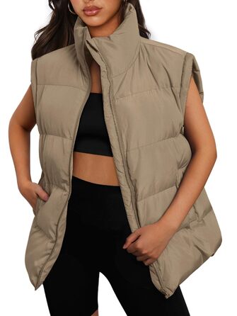 Жіноча жилетка AUTOMET: стильна осіння куртка, безрукавна модель, тепла зимова верхня одежда, колір хакі, розмір S