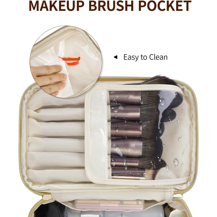 Косметичка для жінок, велика дорожня косметичка для макіяжу з відділенням для пензлів, органайзер, культові сумки з PU-шкіри, портативна сумочка для макіяжу, зелена (патент)