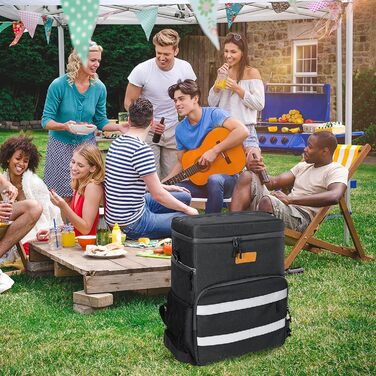 30L Cooler Bag Large Foldable - Cooler Bag for Food & Drinks, Picnic Bag, Insulated Thermal Bag, Cooler Bag Car for Beach/Picnic/Camping/BBQ (Black)