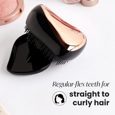 Тізер Tangle Teezer Compact Styler – Щітка для розчісування мокрого та сухого волосся. Підходить для всіх типів волосся. З захисною кришкою. Чорний & Рожеве золото