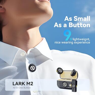 Hollyland Lark M2 Бездротовий петличний мікрофон для iPhone 17/16/15 & Android, 300м радіус дії, Hi-Fi звук, 30 год. роботи, USB-C