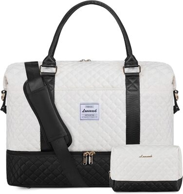 Спортивна дорожня сумка LOVEVOOK для жінок, велика, ручна поклажа, для подорожей, вихідних, сімейного відпочинку, сумка для лікарні/перевдягання, сауна, басейн, XXL, 2 шт. (Бежевий, Чорний)