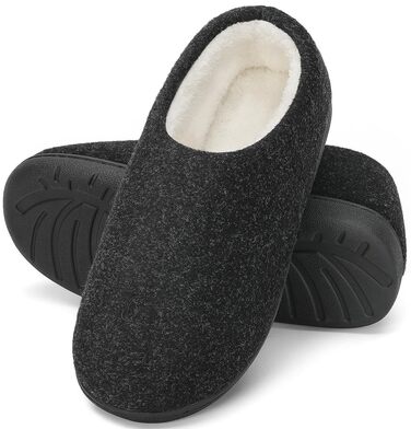 Зимові унісекс капці Mishansha з ефектом пам'яті (Memory Foam) та твердою підошвою, чорні, розмір 44/45 EU