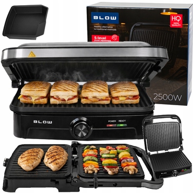 Електричний гриль-тостер, розкладний сендвіч-гриль для м'яса та канапе, 180°, 2500 Вт