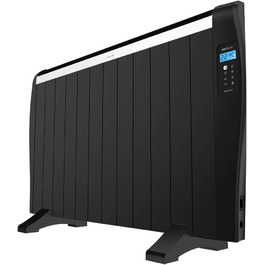 Cecotec ReadyWarm 2500 Thermal Black Flat Radiator with Remote Control. 12 heating ribs and 1800W, LCD display, programmable timer, temperature selection, 25 m² range, and maximum safety with 12 black elements.