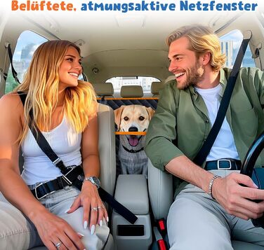 Водонепроникна підстилка для собак у машину з захистом боків та віконкою-сіткою, чорний/оранжевий