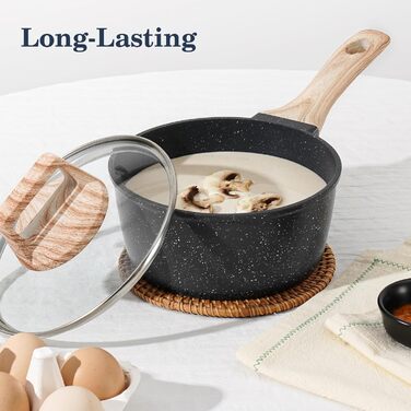 Набір посуду 12 предметів: каструлі, сковороди, пароварка, з антипригарним покриттям, чорний граніт, для індукційних плит, безпечний, здоровий, кухонний набір