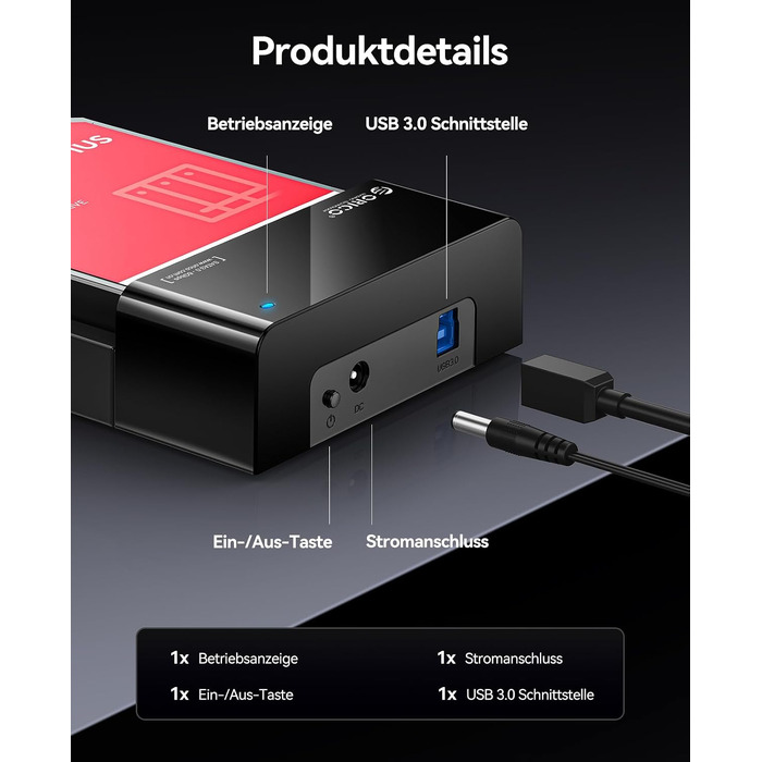 Зовнішня док-станція ORICO USB 3.0 SATA для HDD/SSD 2.5