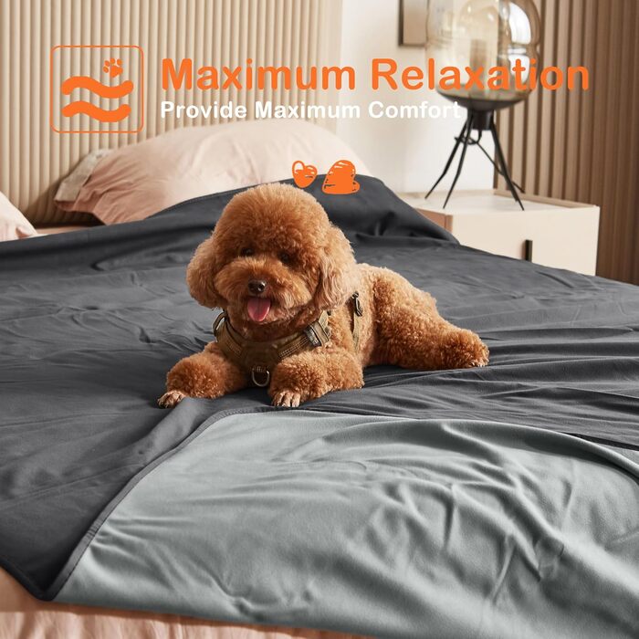 Водонепроникний плед для собак та котів, миючий, для подорожей, захисний, м'який, 125 x 75 см (259 x 244 см), сірий (без Sherpa)