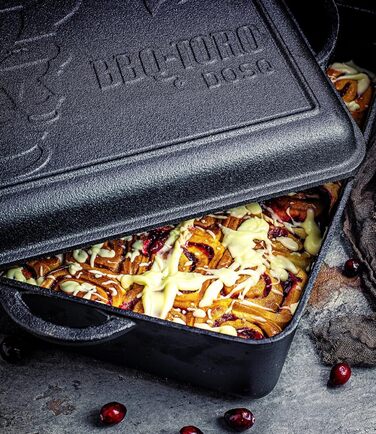 Чавунний казан BBQ-Toro Dutch Oven з кришкою, 10,5 л, попередньо підготовлений, для запікання та тушкування