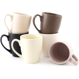 Hansekitchen Coffee Mug Set Large – Coffee mugs made of high-quality and sturdy ceramic, large handles, large mugs (Brown, Set of 6)