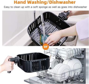 Фритюрниця без олії Uten 5.5L XXL, 1700W, таймер, антипригарне покриття, для 2-8 осіб, темно-сіра