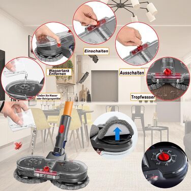Електричний насадка для миття підлоги Dyson V11 V10 V8 V7 V15 - комплект з баком та 6 змінних серветок