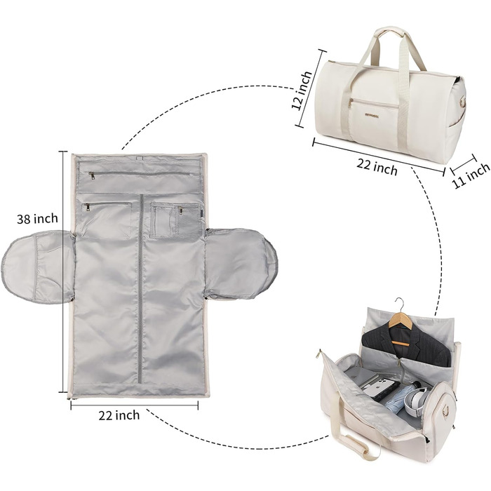 Portable Garment Bag, Men's Travel Garment Bag, Large Leather Travel Bag with Shoe Compartment