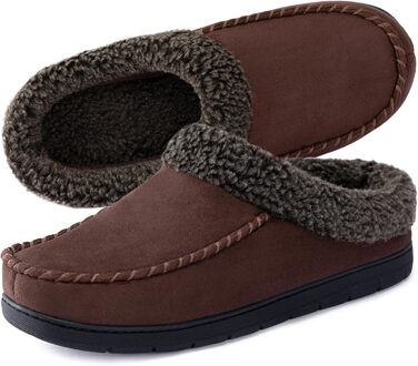 Чоловічі тапочки-сліпони ULTRAIDEAS з меморі-піною та м'якою підкладкою, замшеві домашні тапочки-мулі з антиковзкою підошвою, Кофе, 10/11 UK