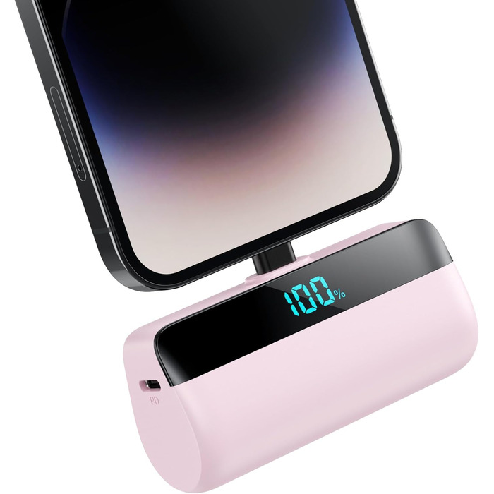 Power Bank Feob Mini 5200mAh 20W PD: Компактний акумулятор для iPhone з LED-дисплеєм (фіолетовий/рожевий)