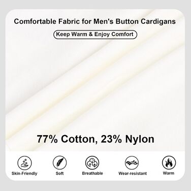 Чоловічий кардиган з в'язаного полотна, чоловічий пуловер з V-подібним вирізом, з довгими рукавами, з ґудзиками та кишенями (білий, L)