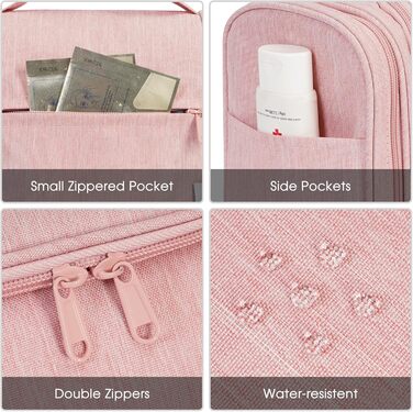 Сумка для туалетних аксесуарів для жінок та чоловіків, підвісна косметичка (Блакитне листя) (B-рожевий)