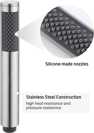 KES Handheld Shower Head Shower Head Bathroom SUS304 Shower Head with Shower Head Holder and Shower Hose Stainless Steel Brushed, LP150-BS
