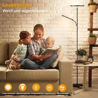 Стійка лампа для вітальні з регулюванням яскравості, 42W LED, 4200LM, з регулюванням кольору 2700K-6500K, з пультом та сенсорним керуванням