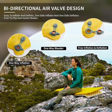 Каремат надувний Naturehike Yugu, 3.5 см, компактний, для кемпінгу, трекінгу та спорту (жовтий, форма 