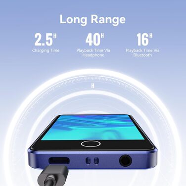 MP3 плеєр GPTEK з Bluetooth 5.3, 2.8