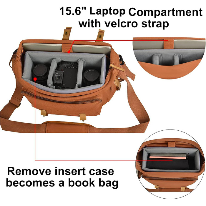 Сумка для камери CADeN з канвасу, вінтажна фотосумка на плече, для компактних DSLR/SLR камер Sony, Nikon, Canon, сумісна з об'єктивами, колір: Coffee 3.0