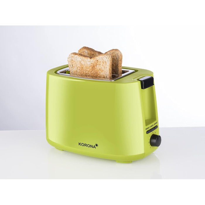 Тостер Korona 21133 зелений - 2 відділення, 750 Вт, з підставою для тостів та функціями розморожування та підігріву