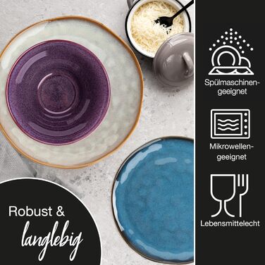 Moritz & Moritz COPA 16-Piece Dinnerware Set - 4 People - Elegant Plate Set made of high-quality stoneware - Dinnerware Set for 4 people consisting of 4 dinner plates, dessert plates, cereal bowls & coffee cups each. Dinnerware Set (4 people)