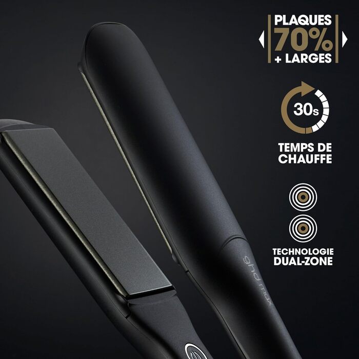 Випрямляч для волосся ghd max - професійний, чорний, для довгого, густого та кучерявого волосся